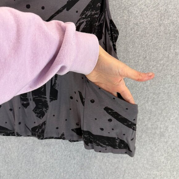 Chalet Womens Size XL Gray Sleeveless Cowl Neck Top Abstract Black Print Pockets - Picture 8 of 14